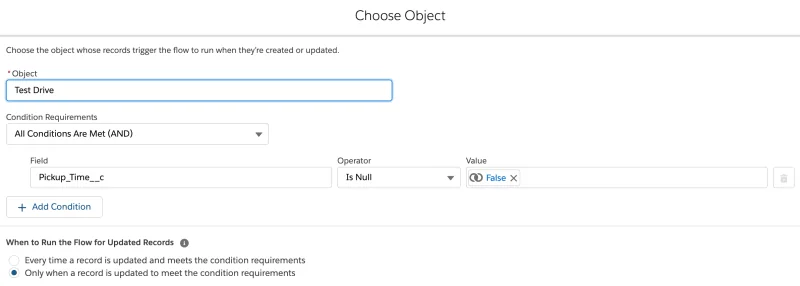 Select an object for your scheduled flow