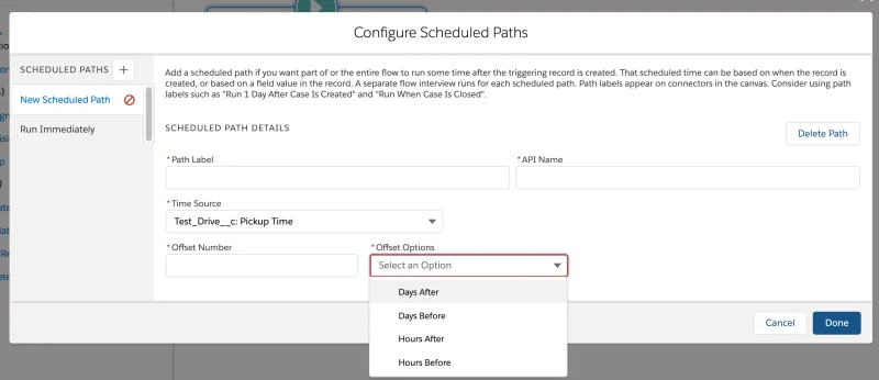 How to setup scheduled paths in salesforce