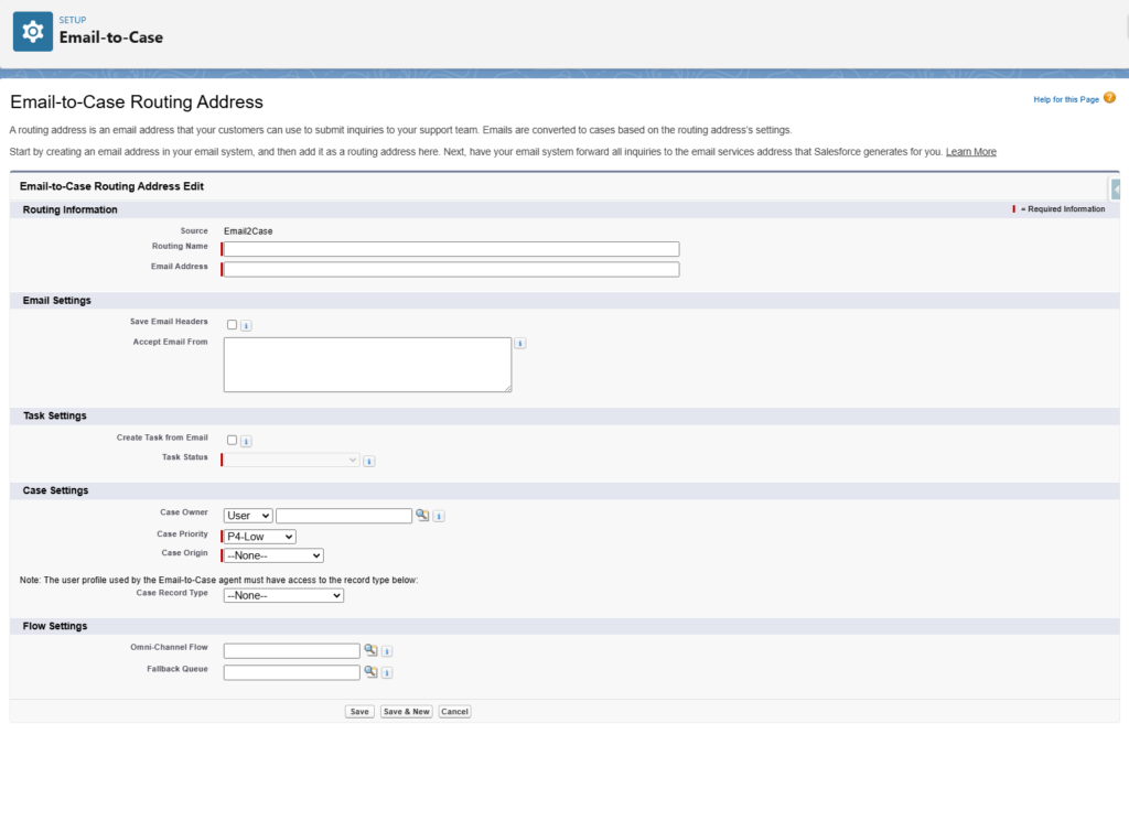 Salesforce Email to Case Routing Addresses